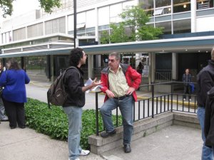 Talking to the audience before the show