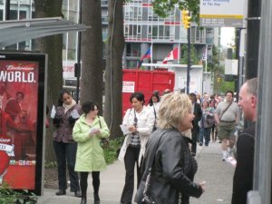 People reading the CFI flyers!