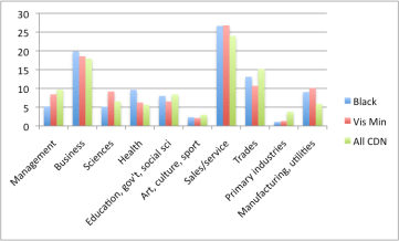 Types of employment by ethnicity